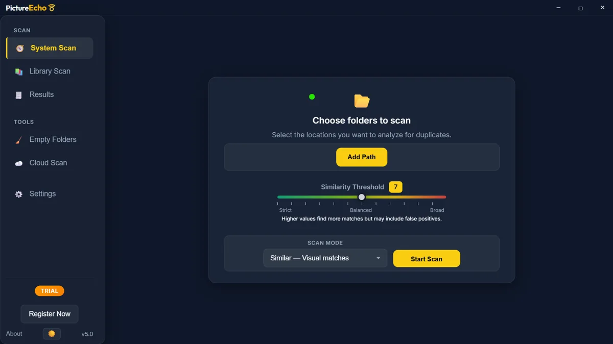 System Scan with the Add Path button